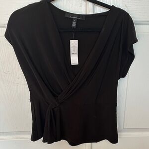 White House Black Market Elegant Black Wrap Blouse